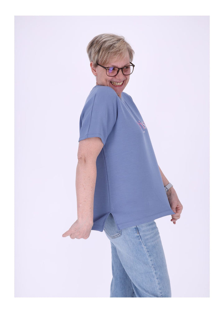 NEW VIEW Damen T-Shirt Sunrise Samtdruck