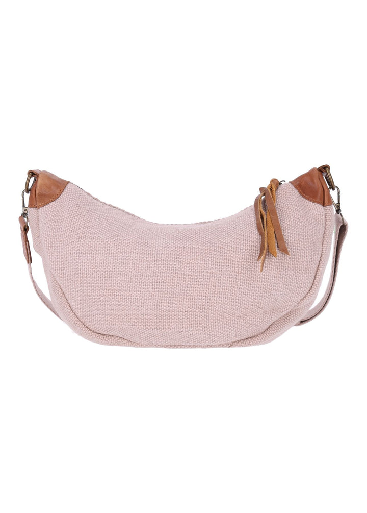 Umhängetasche Damen Leinenoptik Lederpatches