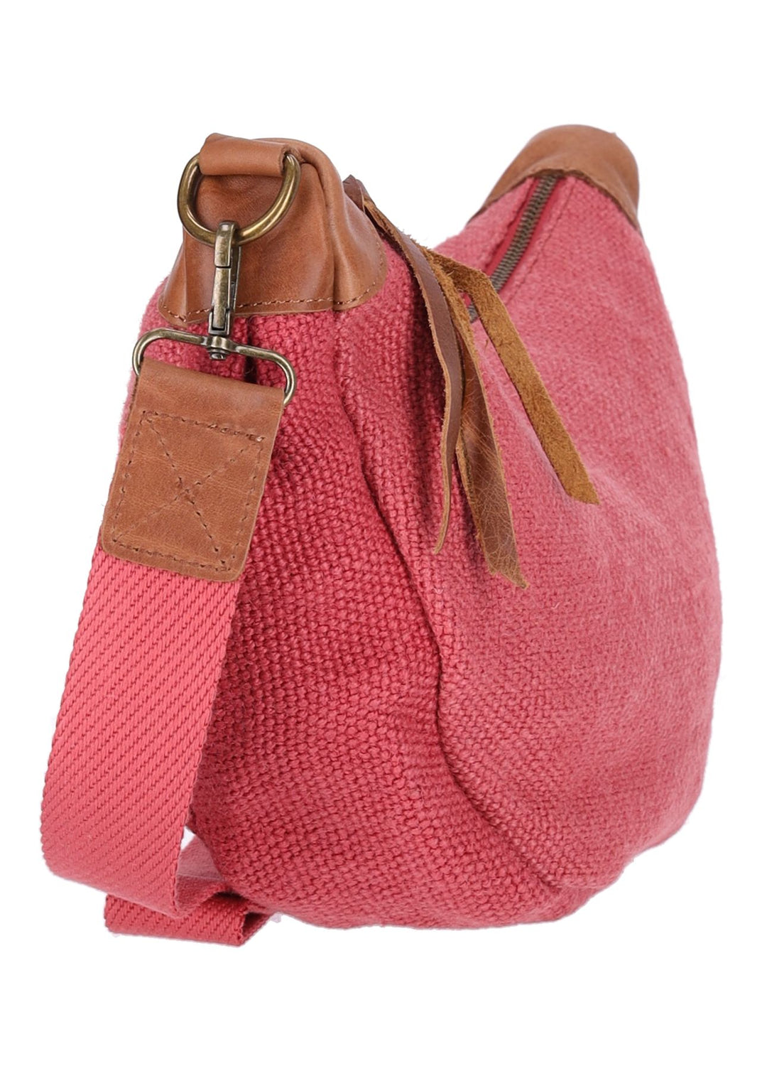 Umhängetasche Damen Leinenoptik Lederpatches