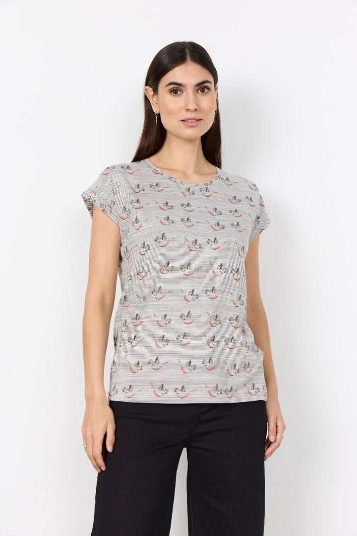 Soyaconcept Damen T-Shirt Vogel-Streifen