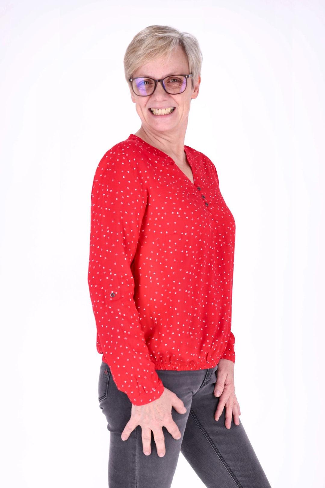 Splash of Color Bluse Herzen