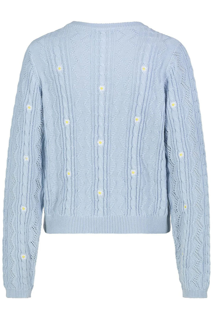 Damen Strickpullover mit Stickerei und Rippbündchen