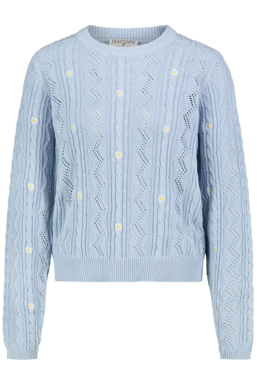 Damen Strickpullover mit Stickerei und Rippbündchen