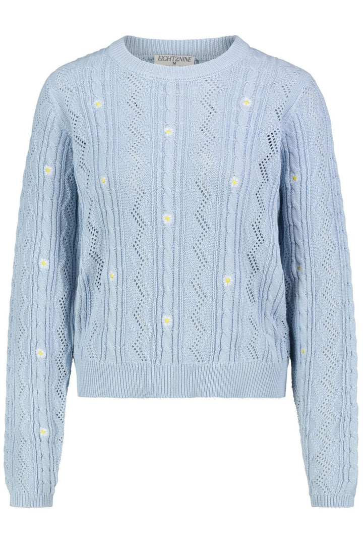 Damen Strickpullover mit Stickerei und Rippbündchen