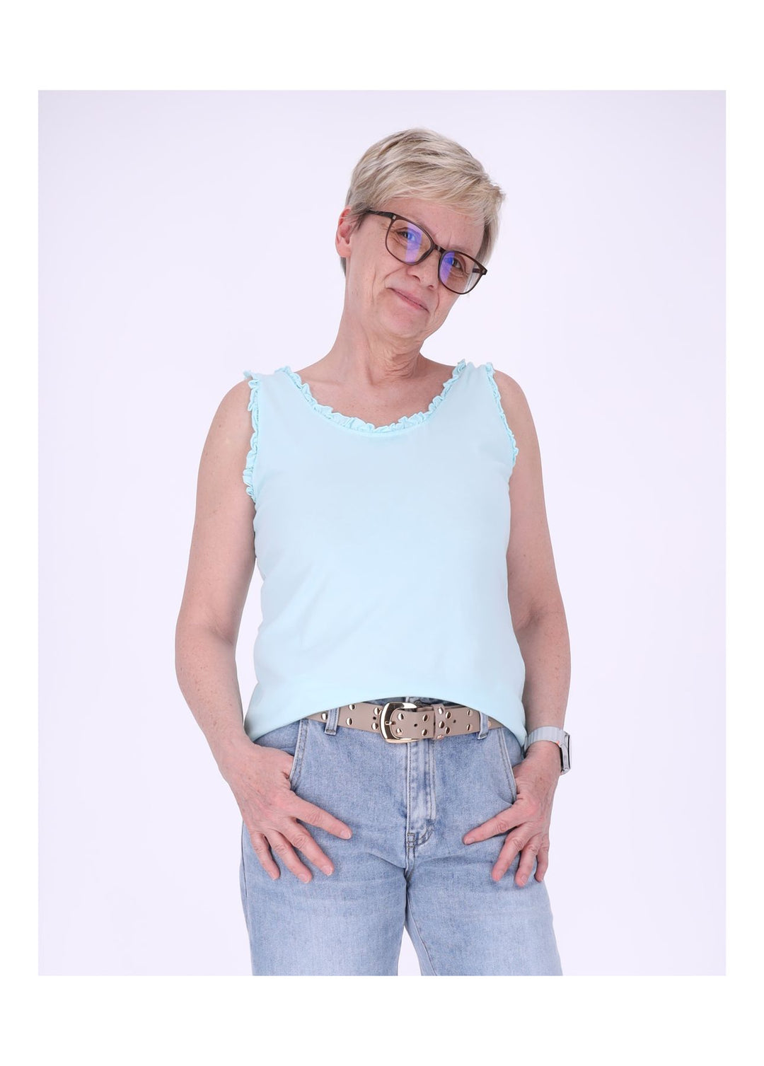 Top Damen breite Träger Rüschen