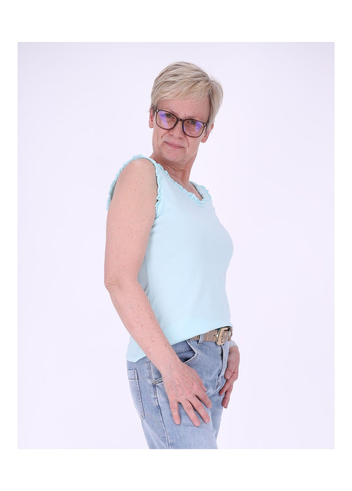 Top Damen breite Träger Rüschen