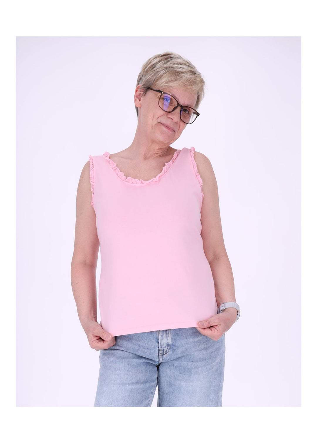 Top Damen breite Träger Rüschen