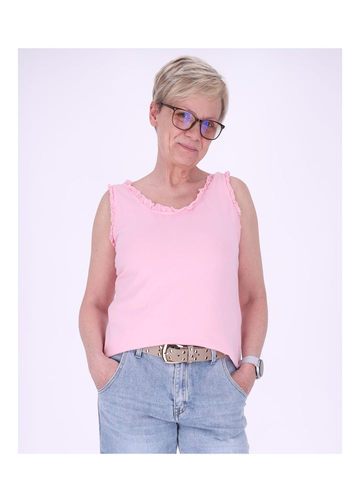 Top Damen breite Träger Rüschen