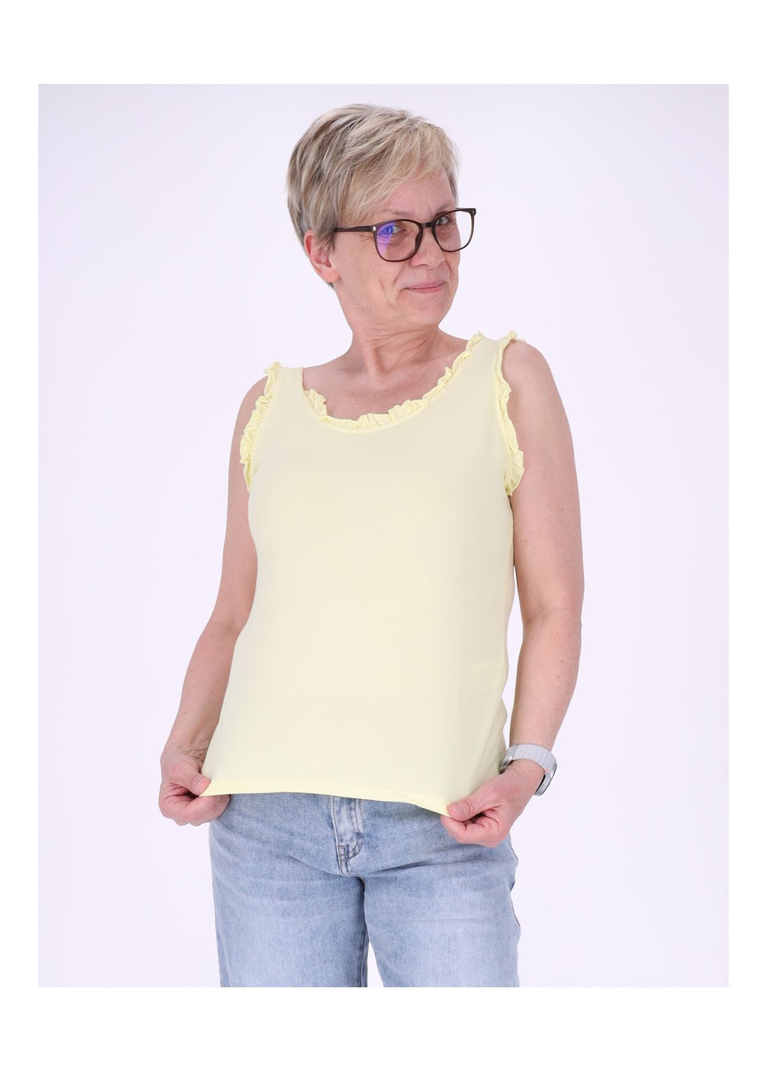 Top Damen breite Träger Rüschen