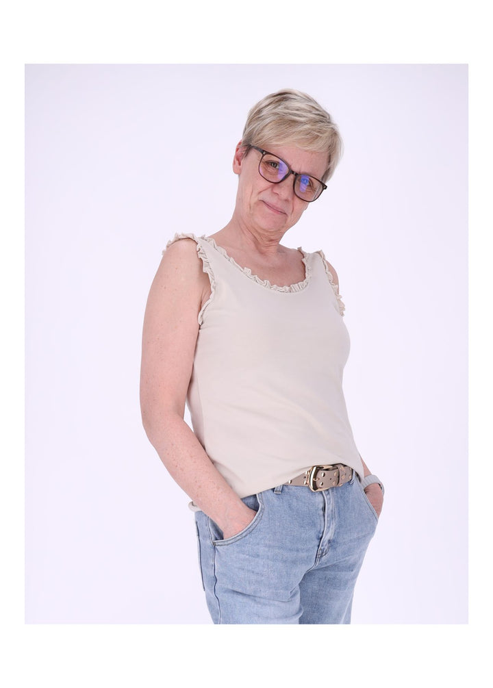 Top Damen breite Träger Rüschen