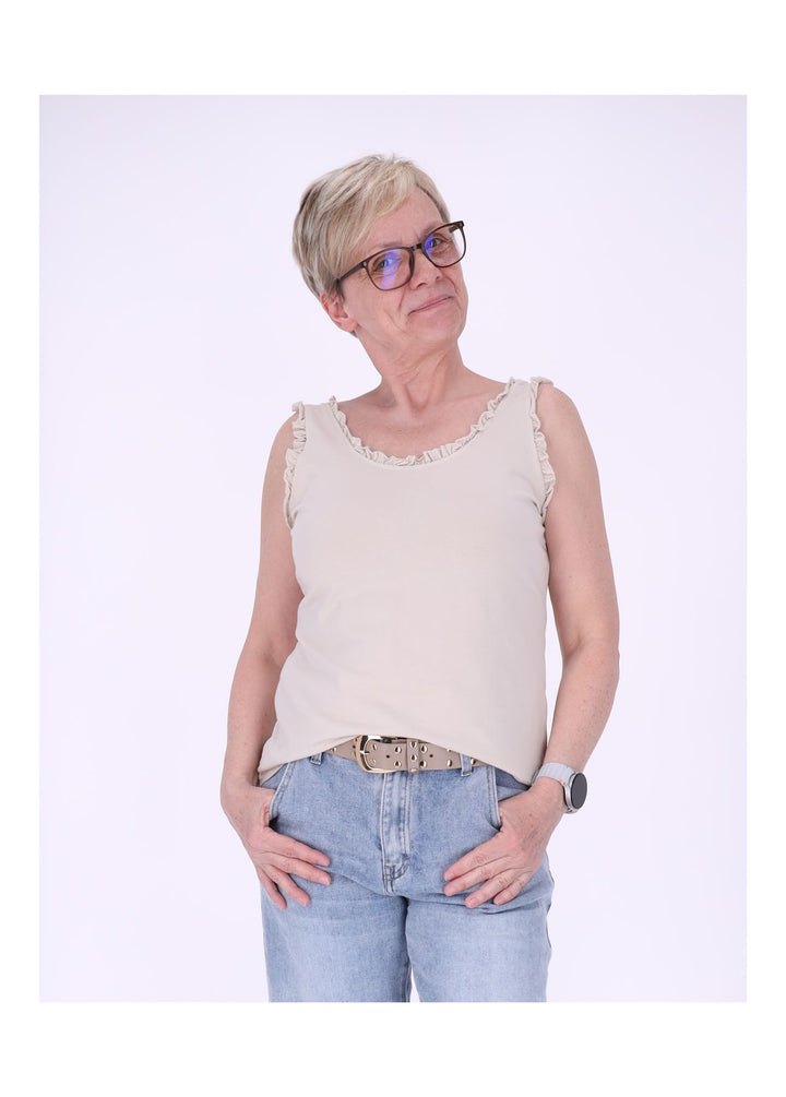 Top Damen breite Träger Rüschen