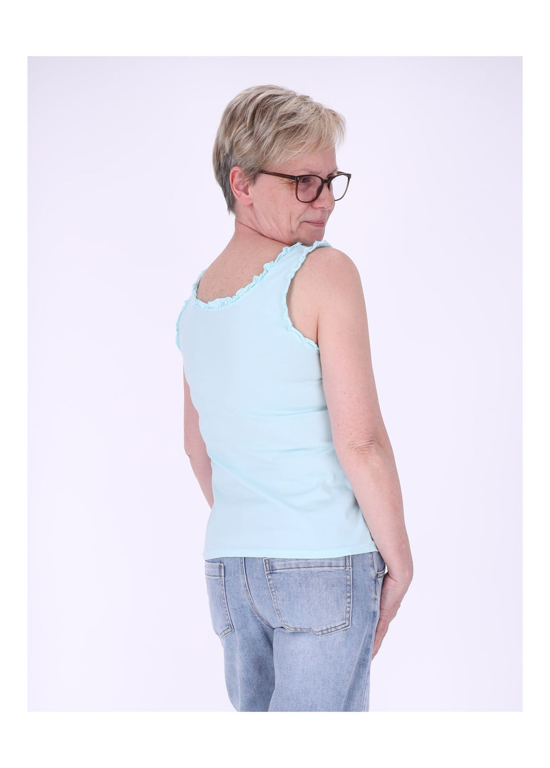 Top Damen breite Träger Rüschen