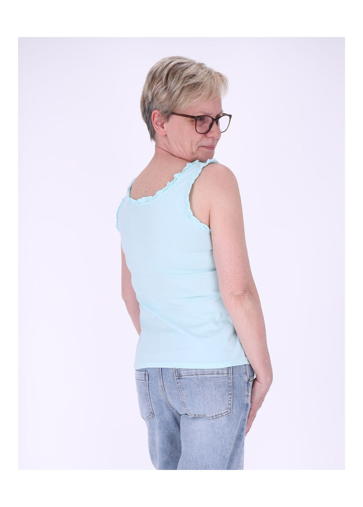 Top Damen breite Träger Rüschen