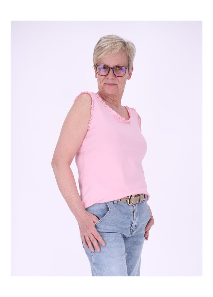 Top Damen breite Träger Rüschen