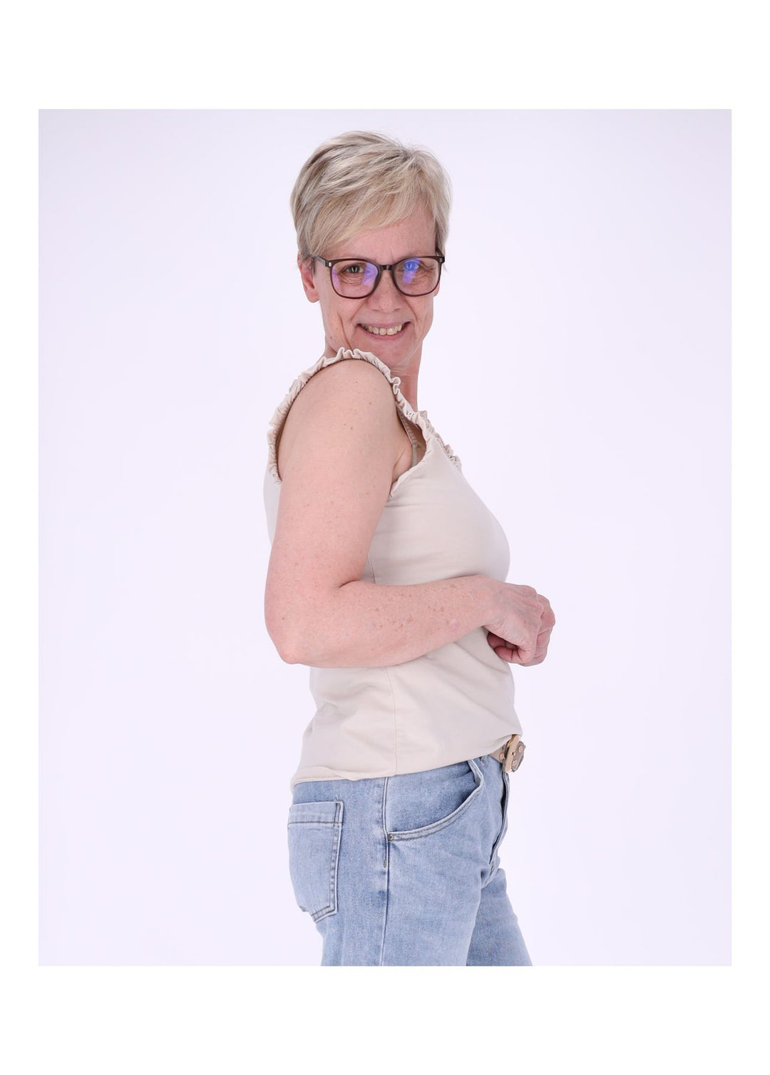 Top Damen breite Träger Rüschen