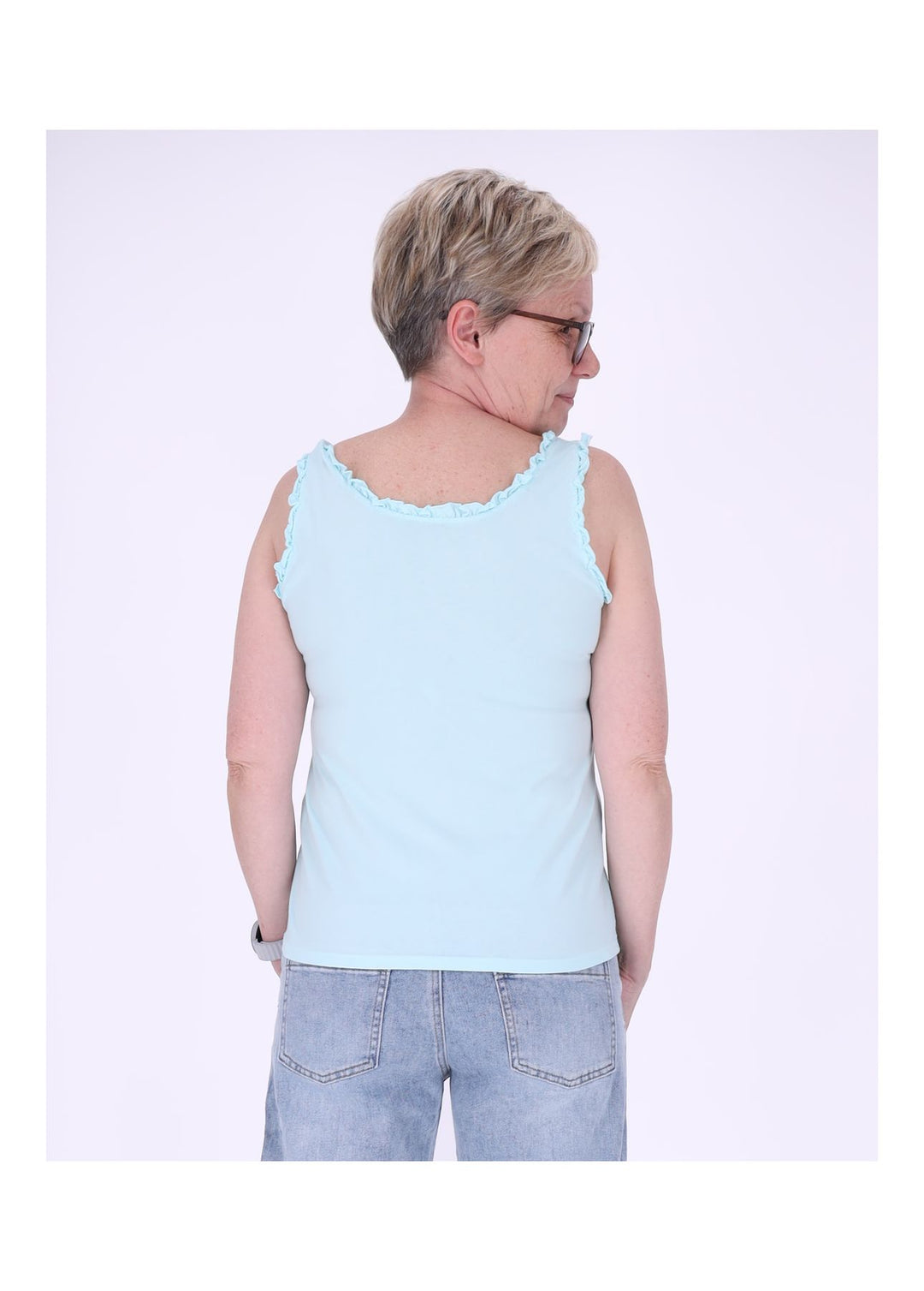 Top Damen breite Träger Rüschen