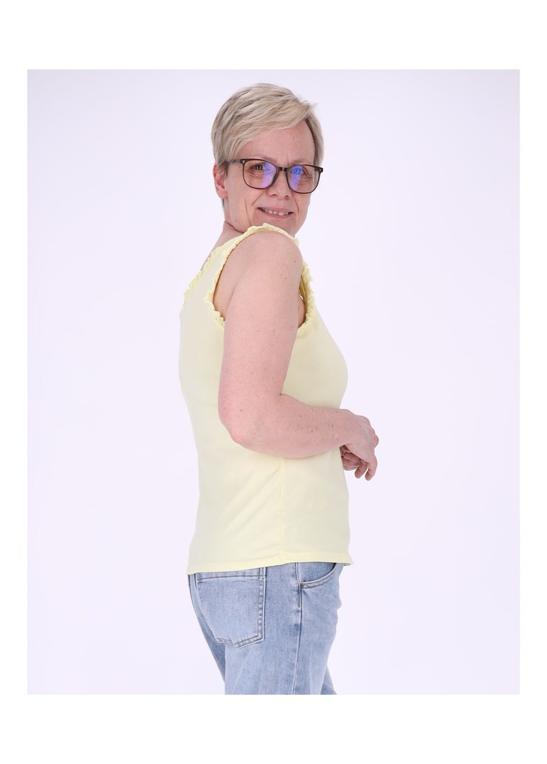 Top Damen breite Träger Rüschen