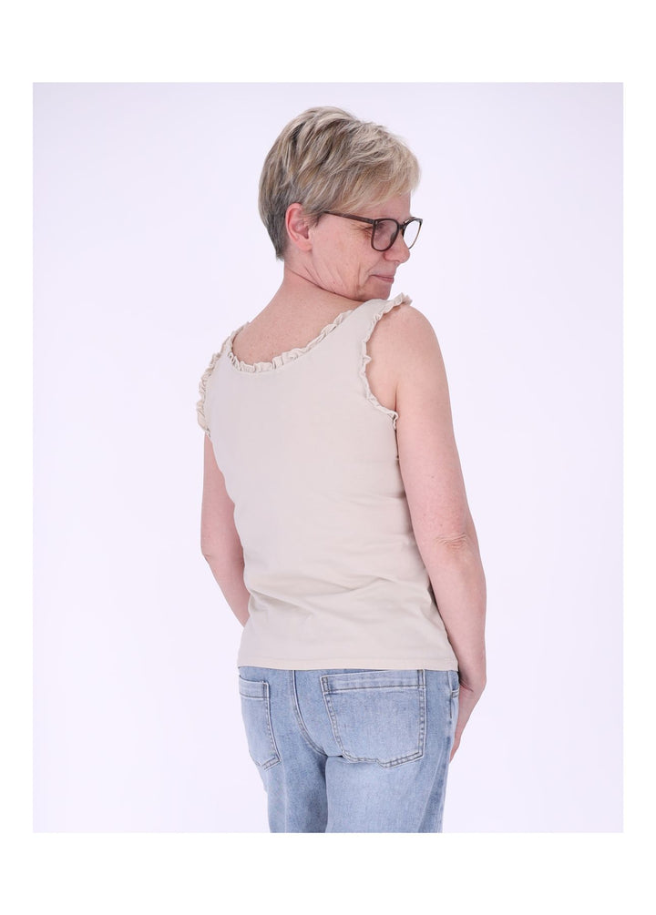 Top Damen breite Träger Rüschen
