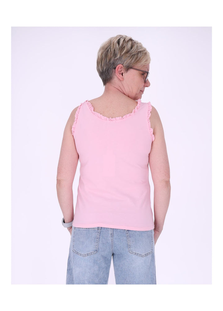Top Damen breite Träger Rüschen
