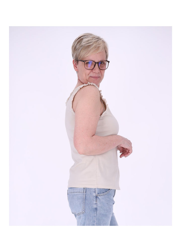 Top Damen breite Träger Rüschen