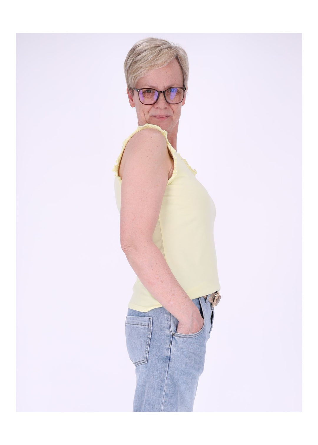 Top Damen breite Träger Rüschen