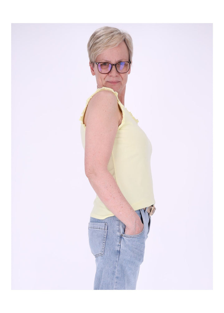 Top Damen breite Träger Rüschen