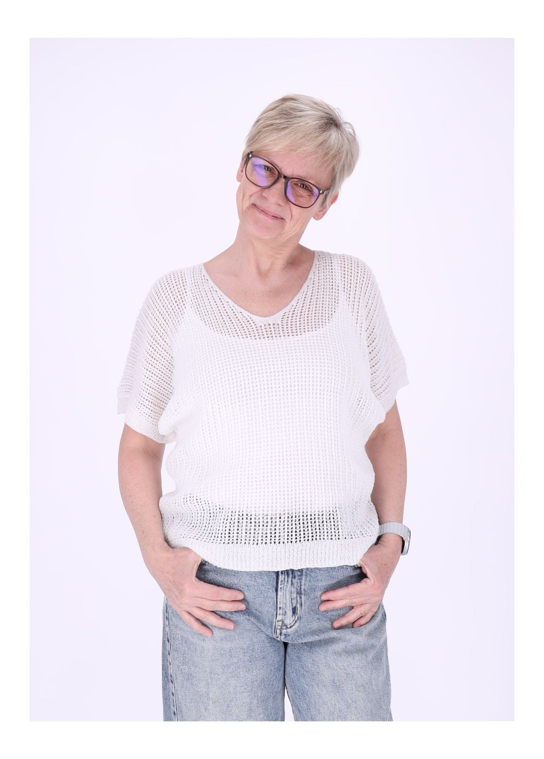 T-Shirt Damen Häkeloptik