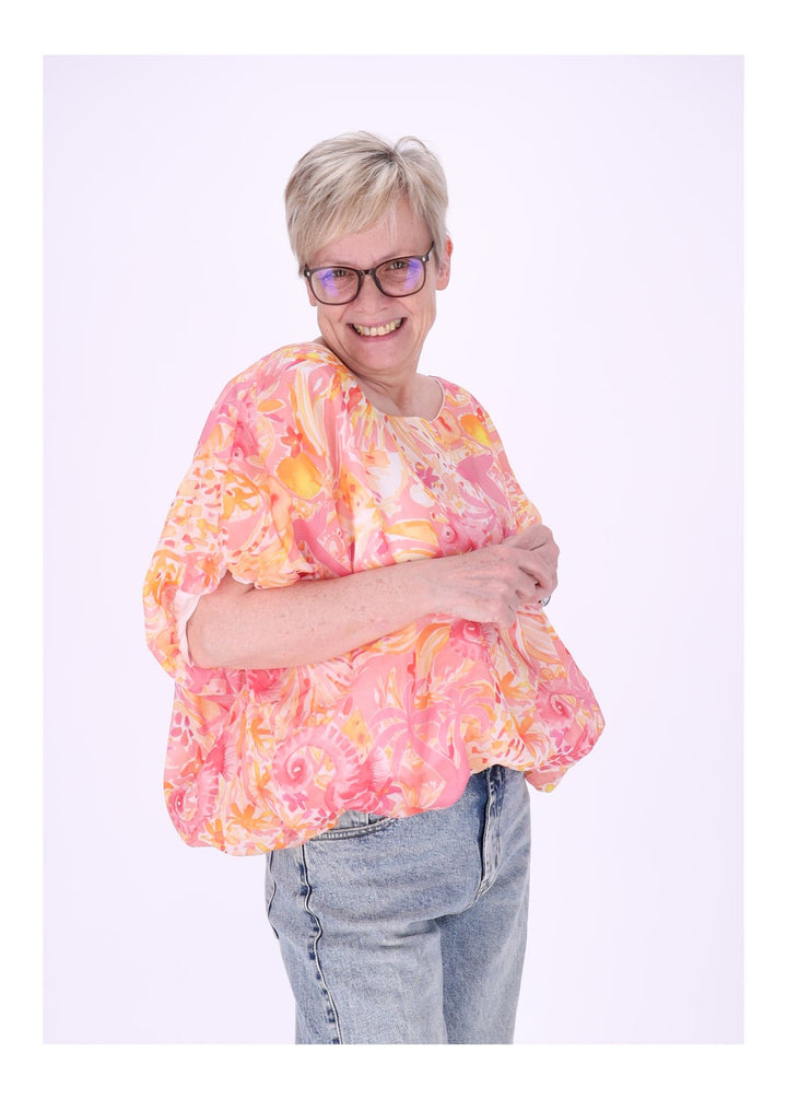 T-Shirt Damen Ballonschnitt AOP Seepferdchen