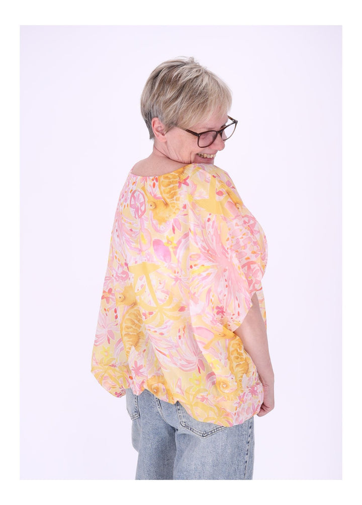 T-Shirt Damen Ballonschnitt AOP Seepferdchen