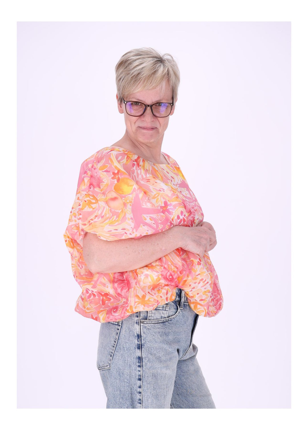 T-Shirt Damen Ballonschnitt AOP Seepferdchen