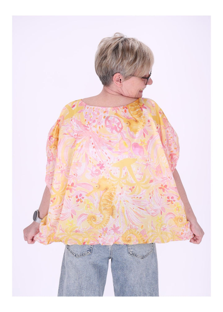 T-Shirt Damen Ballonschnitt AOP Seepferdchen
