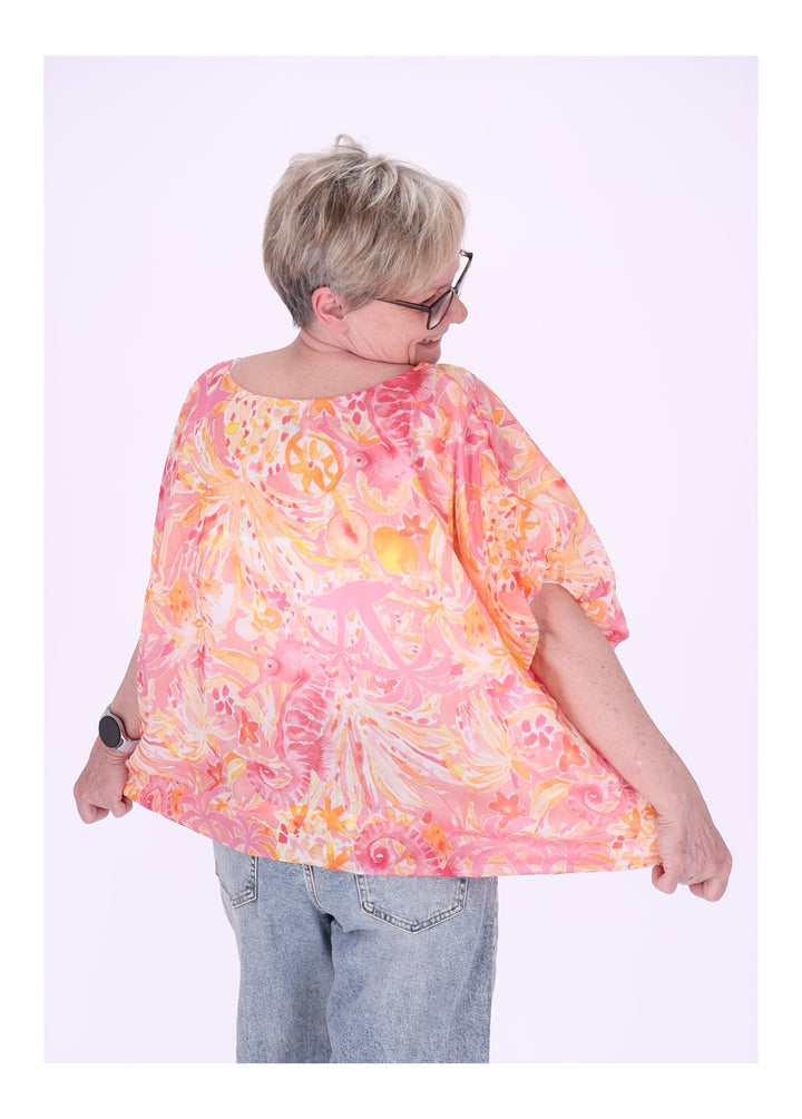 T-Shirt Damen Ballonschnitt AOP Seepferdchen