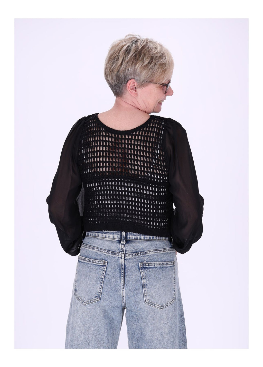 Häkeljacke Damen Satinarm vorn Stickerei
