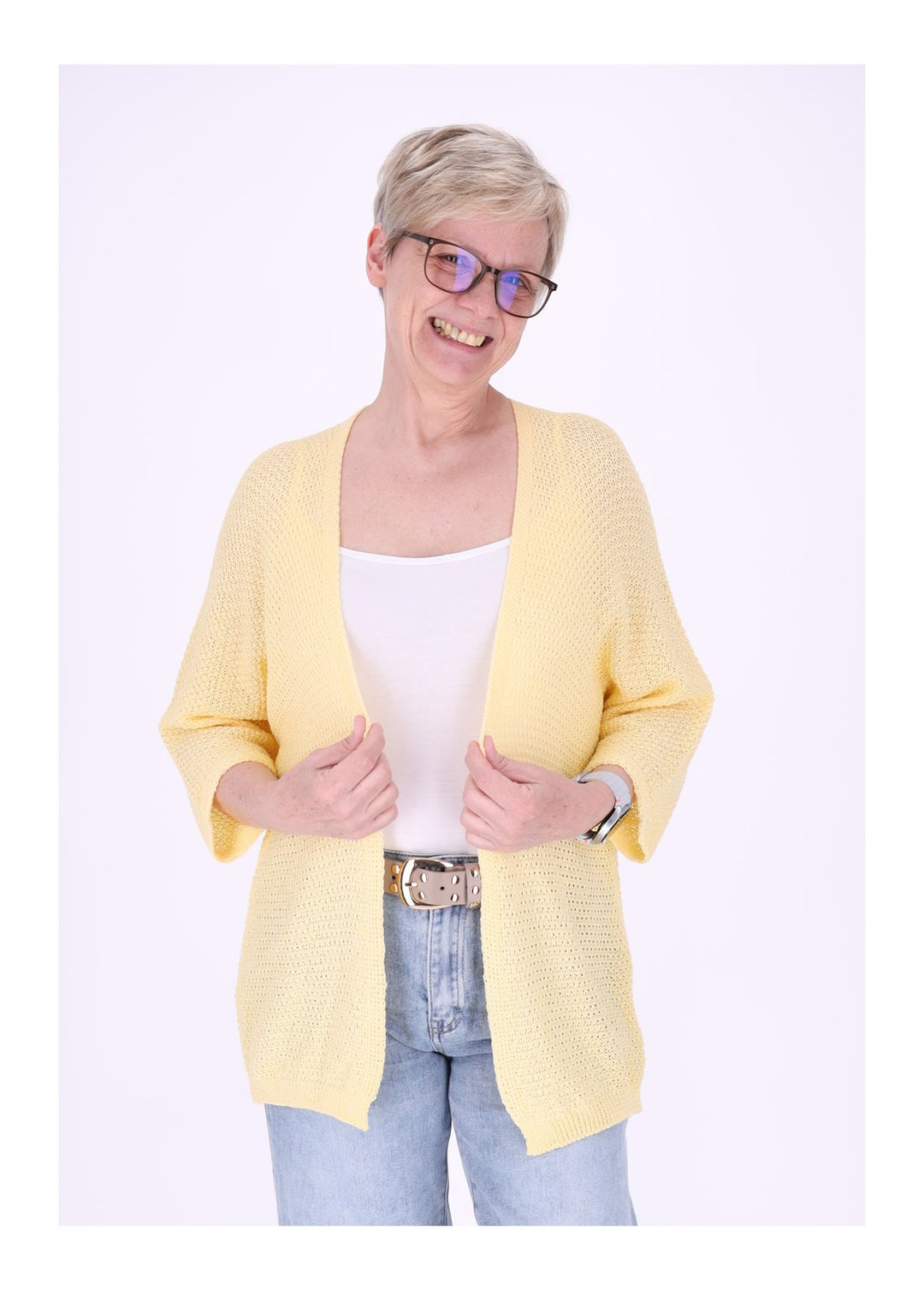 Strickjacke Damen offen 3/4 Arm