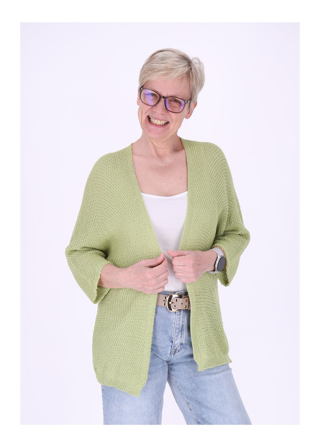 Strickjacke Damen offen 3/4 Arm