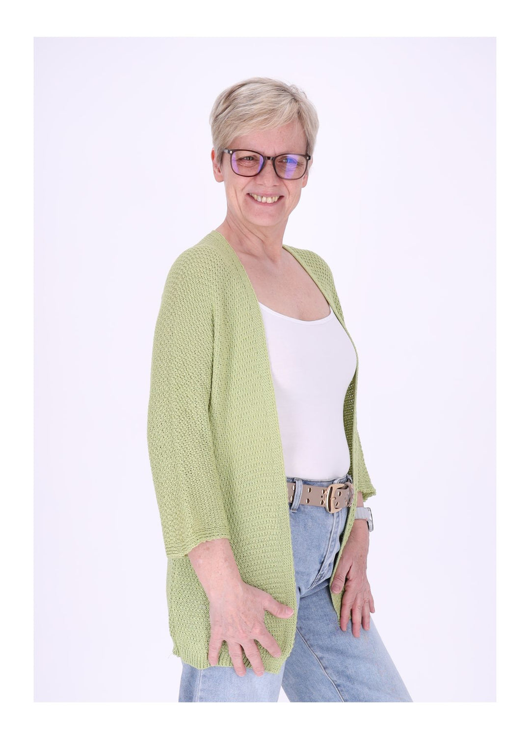 Strickjacke Damen offen 3/4 Arm