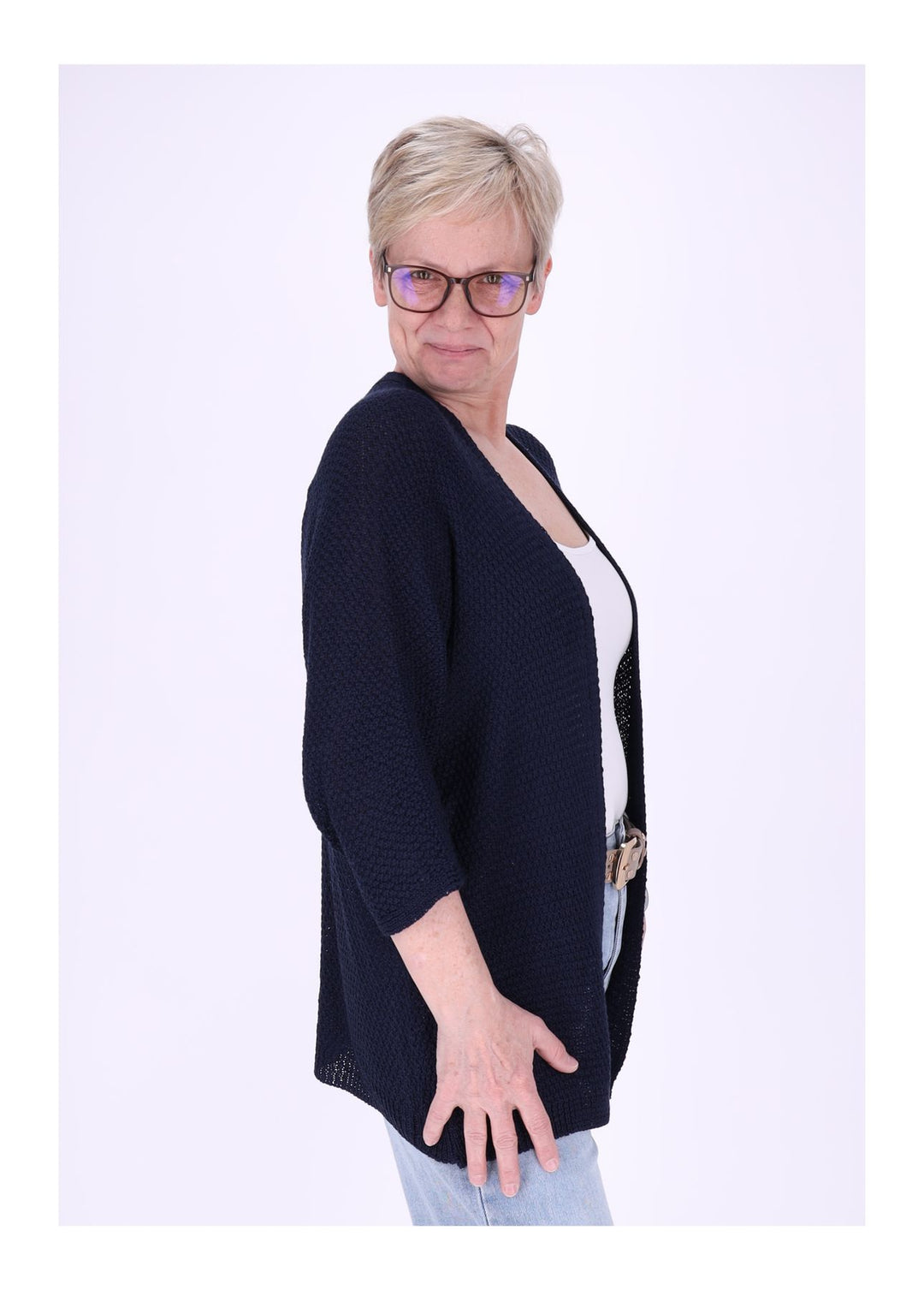 Strickjacke Damen offen 3/4 Arm
