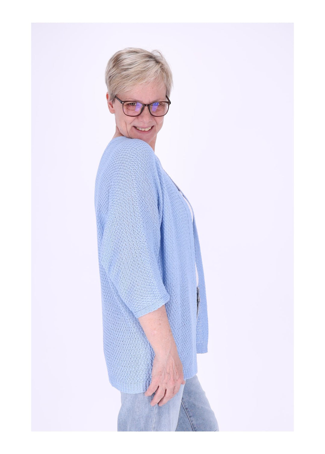 Strickjacke Damen offen 3/4 Arm