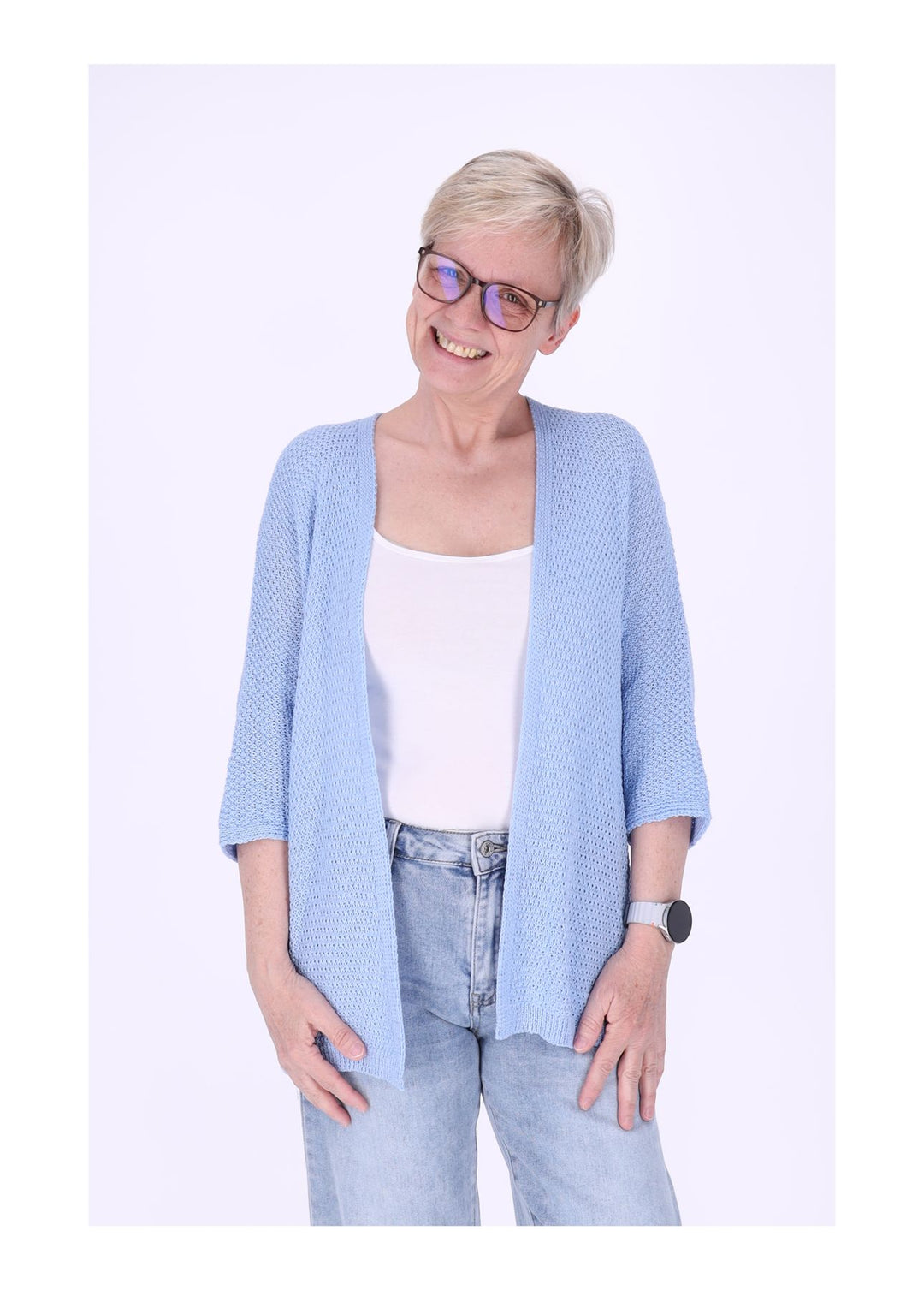 Strickjacke Damen offen 3/4 Arm