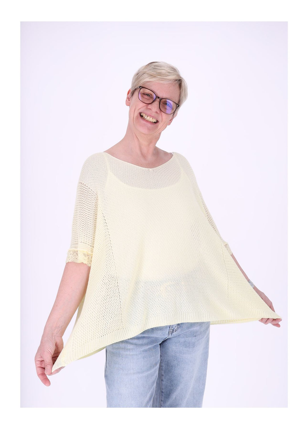 T-Shirt Damen gehäkelt Rüschen am Ärmel