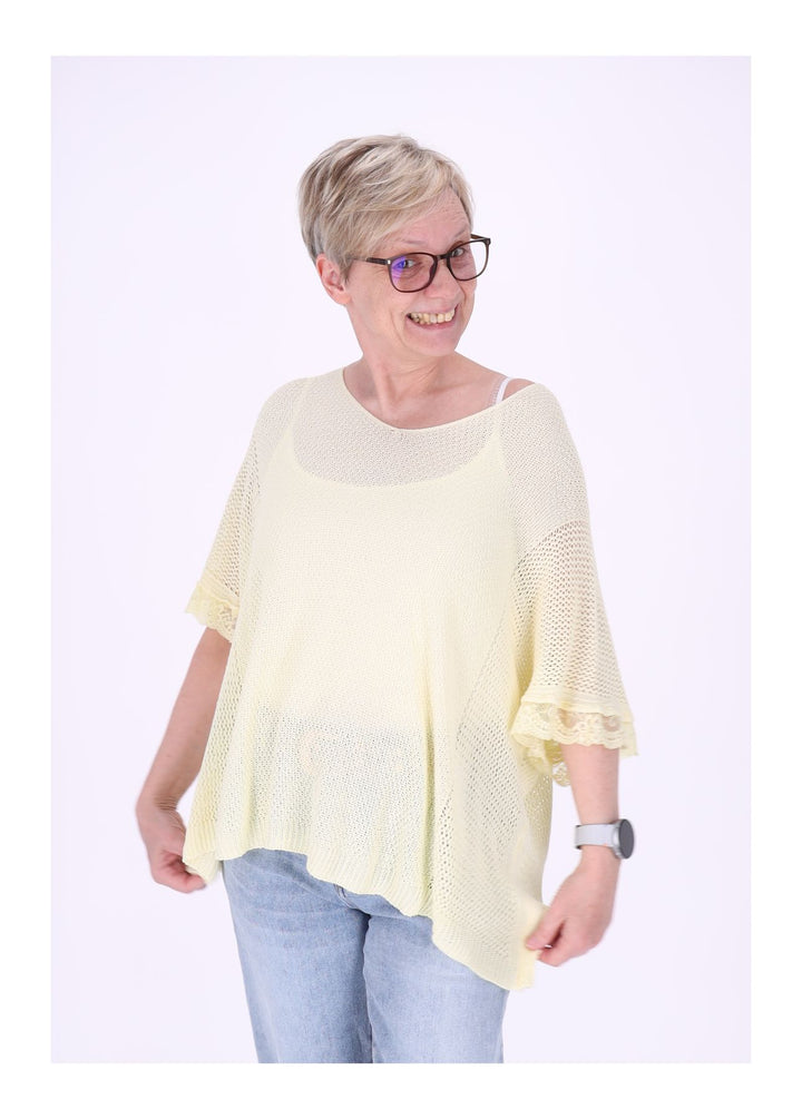 T-Shirt Damen gehäkelt Rüschen am Ärmel