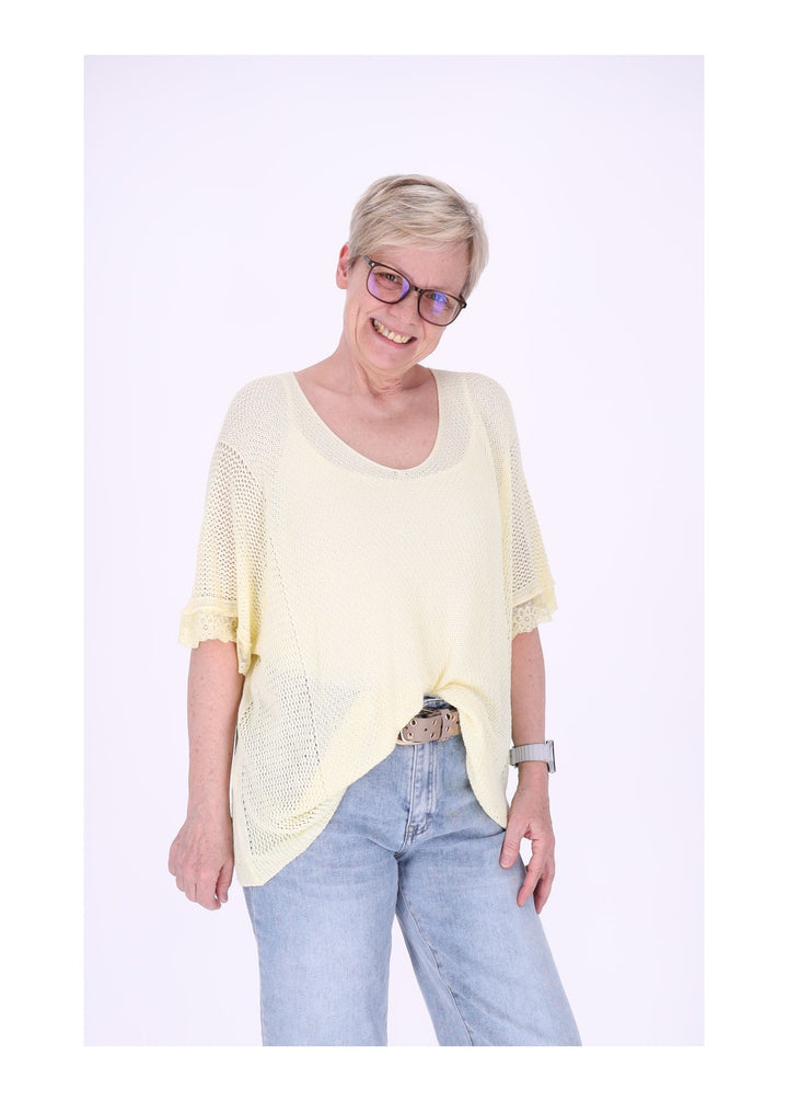 T-Shirt Damen gehäkelt Rüschen am Ärmel