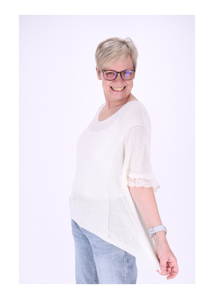 T-Shirt Damen gehäkelt Rüschen am Ärmel