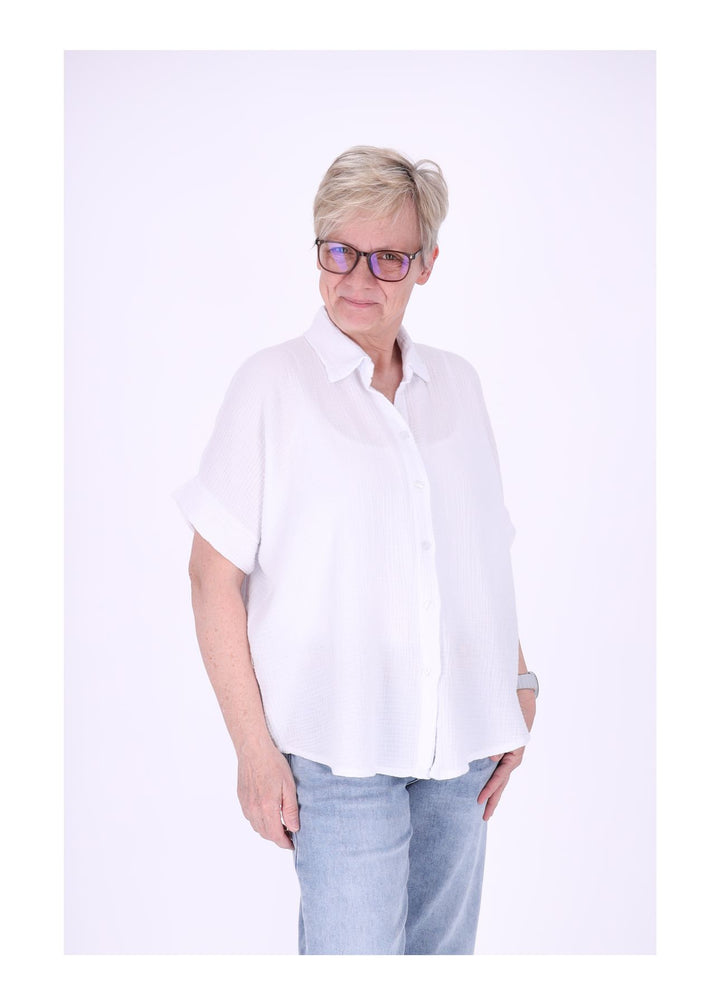 Bluse Damen Musselin Kurzarm