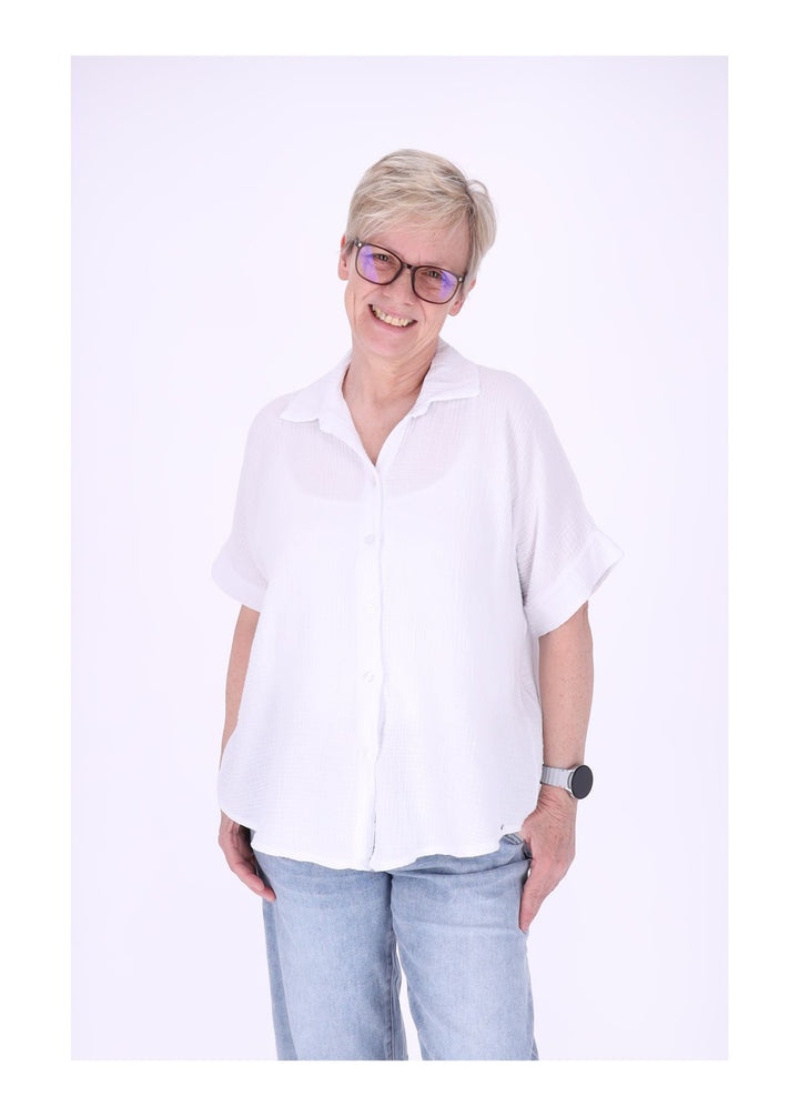 Bluse Damen Musselin Kurzarm