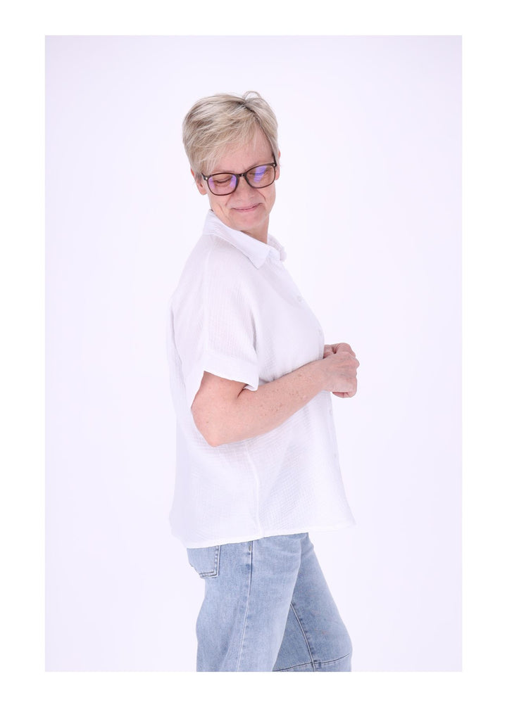 Bluse Damen Musselin Kurzarm