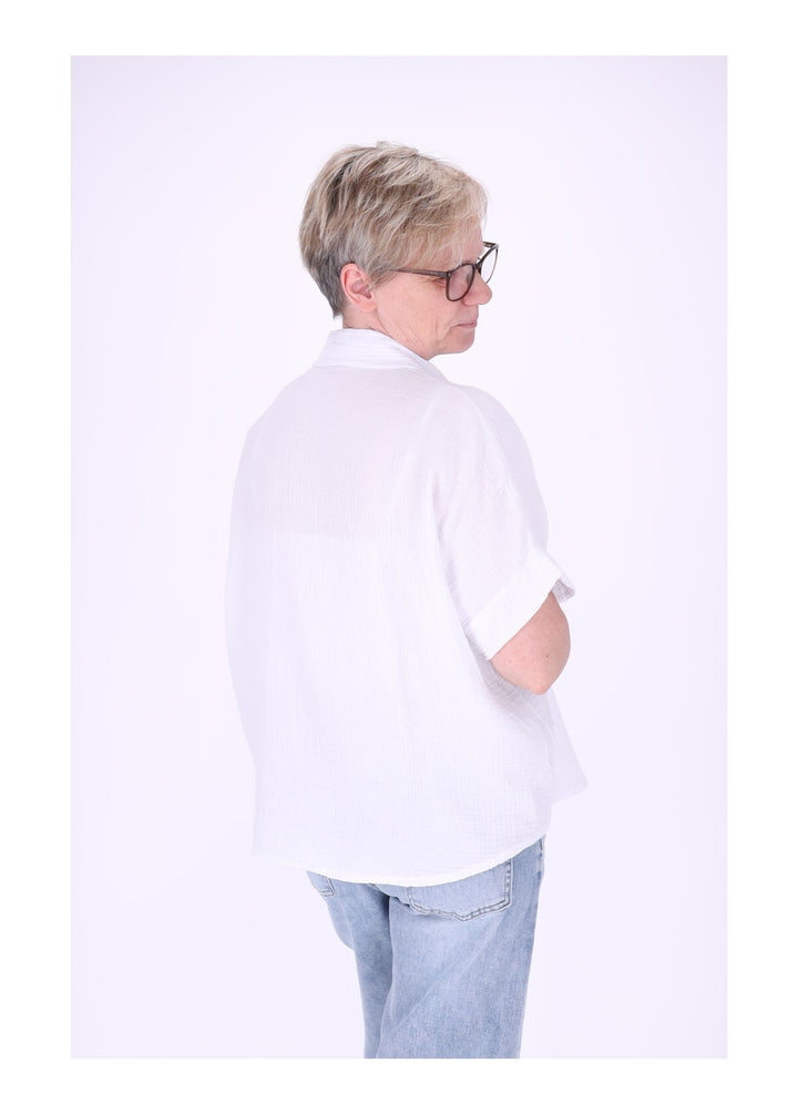 Bluse Damen Musselin Kurzarm