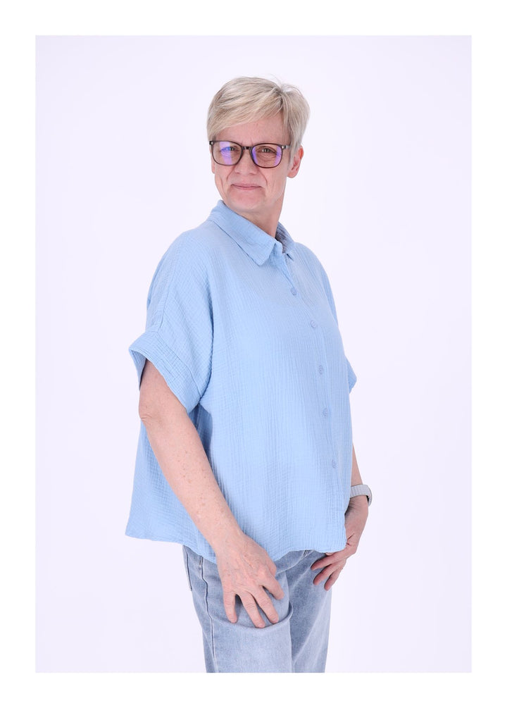 Bluse Damen Musselin Kurzarm