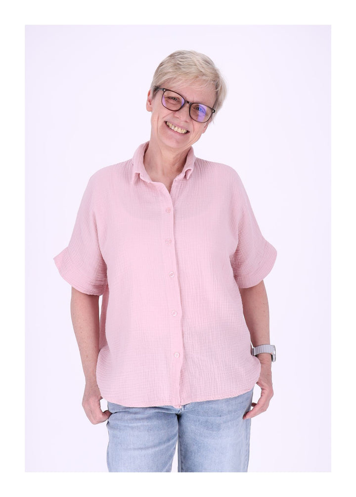 Bluse Damen Musselin Kurzarm