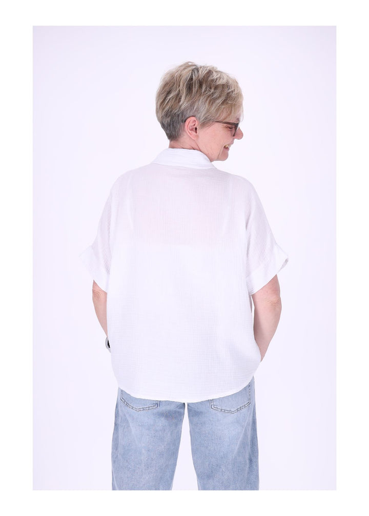 Bluse Damen Musselin Kurzarm